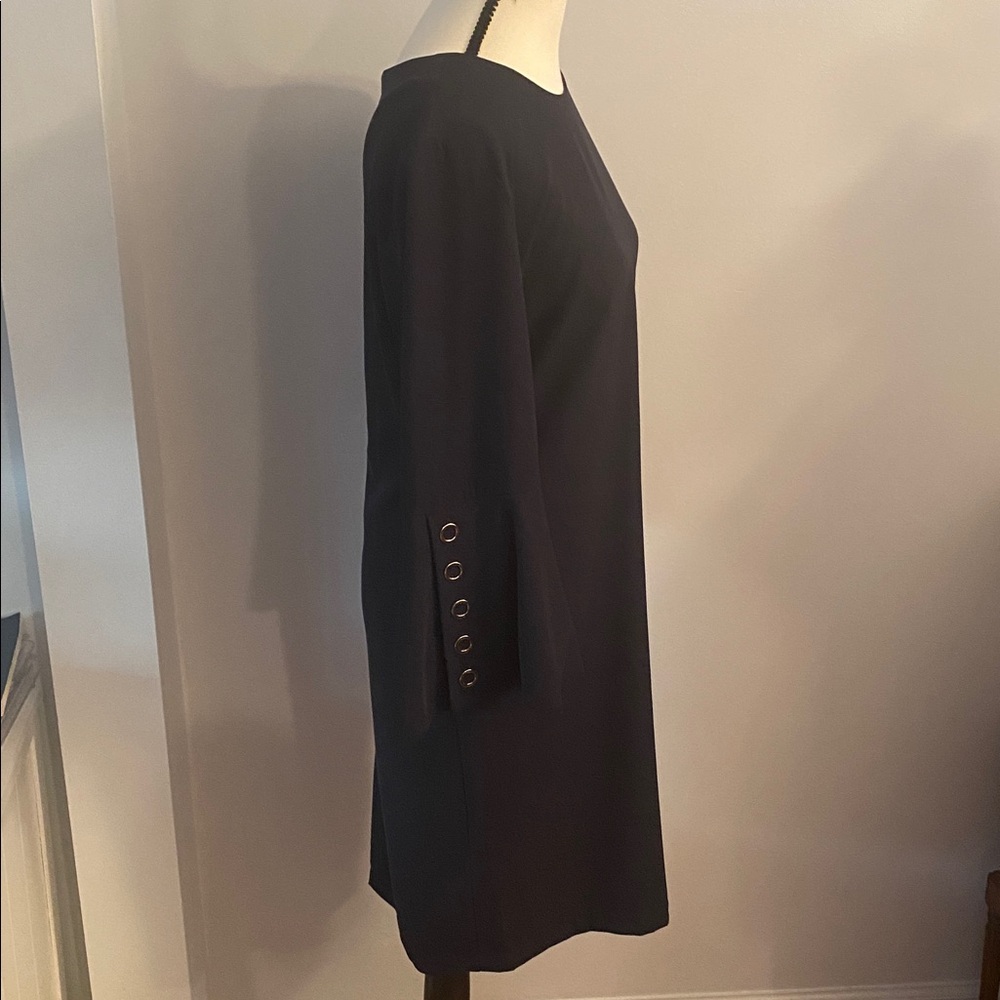Carmen Marc Valvo dark blue size 4 grommets on sleeves dress - Picture 4 of 7